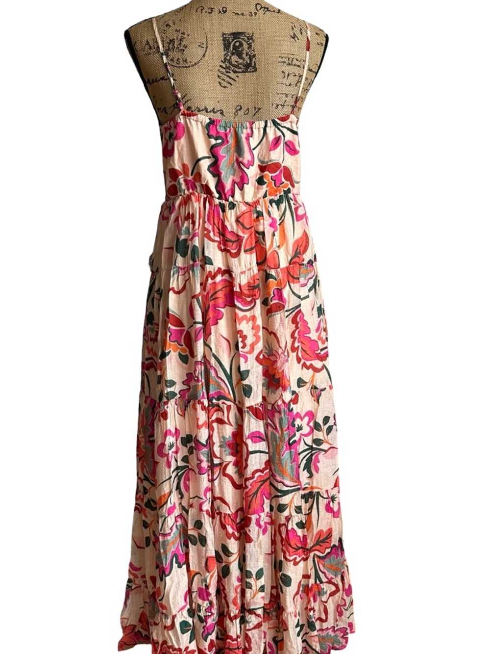 1. STATE women's Boho Floral Tiered Maxi Dress - Pink Floral - SIZE S - SMALL - Picture 3 of 16